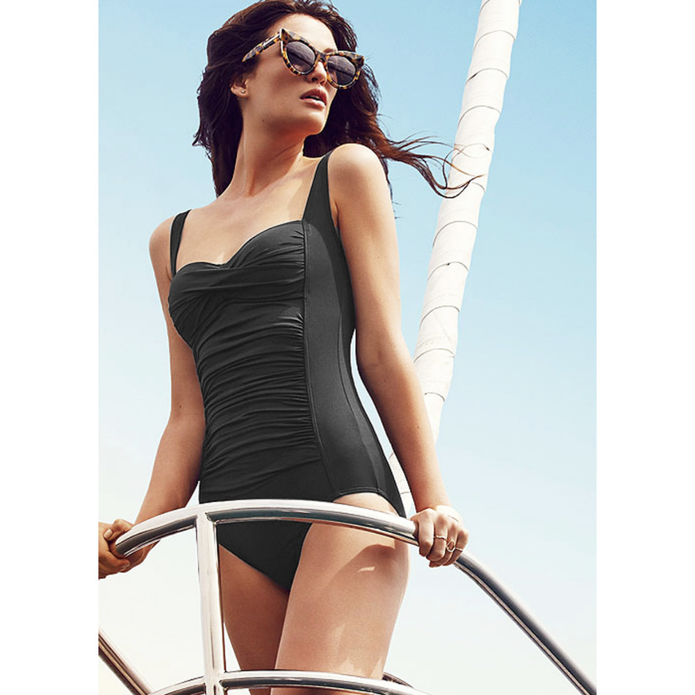 Moontide Retro Dark Gray Twist 1 Piece Swimsuit